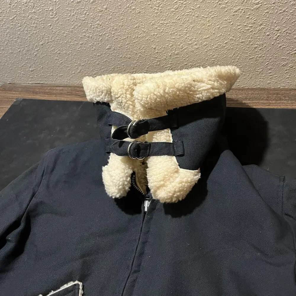 Vintage B-3 Jacket Men Army Bane Sherpa Lined Shearling Collar 1970s Talon Zip